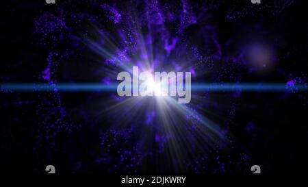 Kosmos Stern Strahl Licht Raum Teilchen Nebel, Illustration Rendern Stockfoto