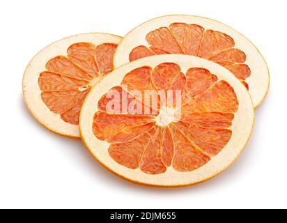 Grapefruit Chips Pfad isoliert auf weiß Stockfoto