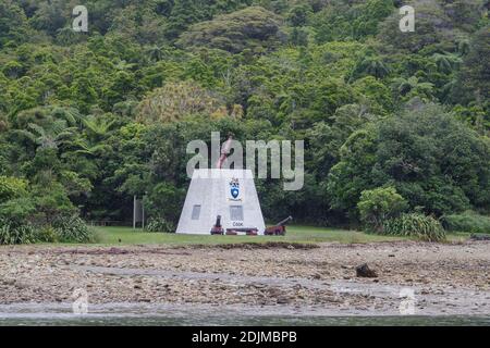 Captain Cook Monument, Marlborough Sounds, New Zealand, Thursday, November 26, 2020. Stock Photo