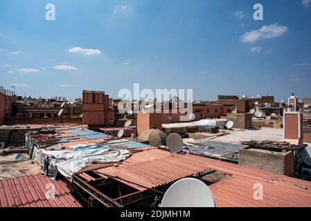 Marrakesch, Marokko, Afrika - 30. April 2019: Chaos in Marrakesch Stockfoto