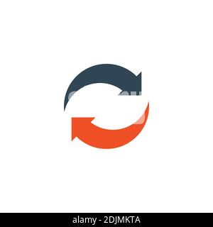 Rotierende Pfeile. Flaches Web-Symbol oder -Zeichen auf grauem Hintergrund isoliert. Kollektion modernes Trendkonzept Design Stock Vektor