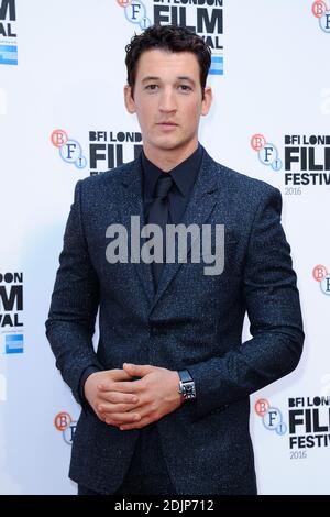 Miles Teller bei der Premiere von Bleed for This im Rahmen des BFI London Film Festival in London, England am 09. Oktober 2016. Foto von Aurore Marechal/ABACAPRESS.COM Stockfoto