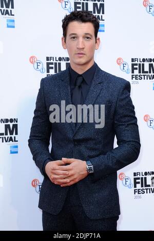 Miles Teller bei der Premiere von Bleed for This im Rahmen des BFI London Film Festival in London, England am 09. Oktober 2016. Foto von Aurore Marechal/ABACAPRESS.COM Stockfoto