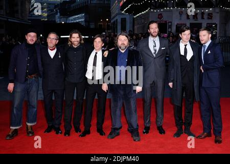 Enzo Cilenti, Michael Smiley, Ben Wheatley, Armie Hammer, Sam Riley, Cillian Murphy, Sharlto Copley und Jack Reynor bei der Premiere von Free Fire und der Abschlussfeier des BFI London Film Festival in London, England am 16. Oktober 2016. Foto von Aurore Marechal/ABACAPRESS.COM Stockfoto