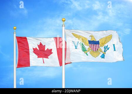 Canada and Virgin Islands United States two flags on flagpoles Stock Photo