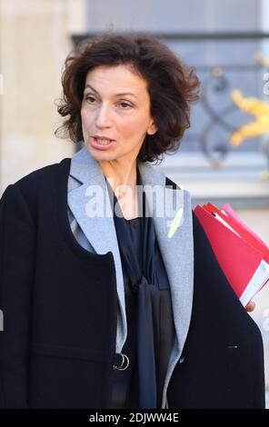 Die Ministerin für Kultur und Kommunikation Audrey Azoulay verlässt den Elysee-Palast nach der französischen wöchentlichen Kabinettssitzung am 30. November 2016 in Paris. Foto von Christian Liewig/ABACAPRESS.COM Stockfoto