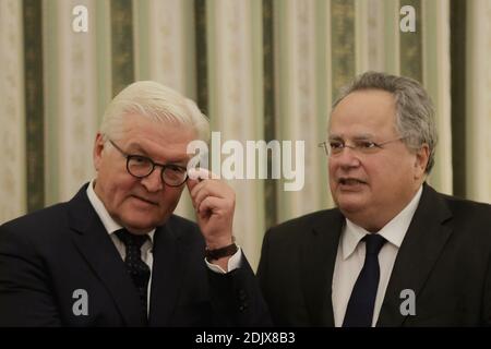 German Foreign Minister Frank-Walter Steinmeier in Athens, Greece. German Foreign Minister Frank-Walter Steinmeier (L) and Greek Minister of Foreign Affairs Nikos Kotzias, at the Presidential mansion . On Sunday December 4, 2016 Photo by Panayotis Tzamaros/ABACAPRESS.COM Stockfoto
