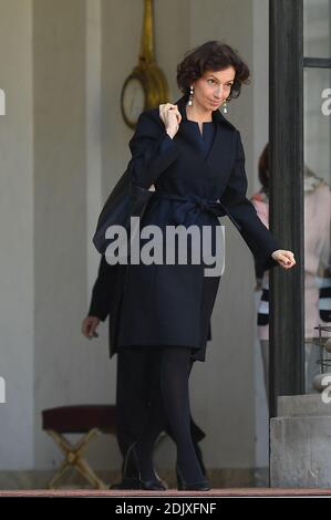 Nach der wöchentlichen Sitzung des französischen Kabinetts am 7. Dezember 2016 in Paris, Frankreich, weilte die Ministerin für Kultur und Kommunikation Audrey Azoulay im Elysee-Palast. Foto von Christian Liewig/ABACAPRESS.COM Stockfoto