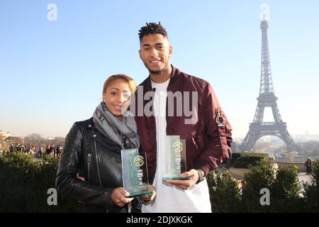 Estelle Mossely Exclusive - French boxers Tony Yoka and Estelle Mossely receiving the  trophy ' French Sport champion of the