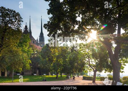 Brünn (Brünn), Denis-Gärten (Denisovy sady), Kathedrale St. Peter und Paul in der Altstadt, Jihomoravsky, Südmähren, Südmähren, Tschechisch Stockfoto