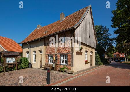 Deutschland, Borken, Borken-Gemen, Naturpark hohe Mark Westmünsterland, Münsterland, Westfalen, Nordrhein-Westfalen, Hausgrab in der Freiheit Gemen, Accurbuergerhaus, Heimathaus, Museum, Wohnhaus, Bauernhaus, Bauernhaus Stockfoto