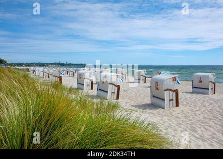 Germany, Schleswig-Holstein, Haffkrug, View over the Baltic Sea beach on the Baltic Sea beach, Stock Photo