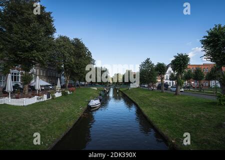 Kanal in Friedrichstadt, Nordsee, Schleswig-Holstein, Deutschland, Europa Stockfoto