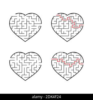 Ein Satz Labyrinthe der Herzen. Spiel für Kinder. Puzzle für Kinder