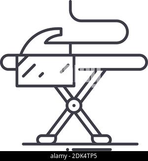 Bügelbrettsymbol, lineare isolierte Illustration, dünner Linienvektor, Webdesign-Zeichen, Umrisskonzept-Symbol mit bearbeitbarer Kontur auf weißem Hintergrund. Stock Vektor