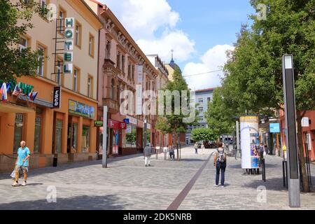 Juli 14 2020 Cheb/Eger in Tschechien: Eine der Altstadtstraßen der Stadt Stockfoto