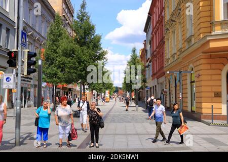 Juli 14 2020 Cheb/Eger in Tschechien: Eine der Altstadtstraßen der Stadt Stockfoto