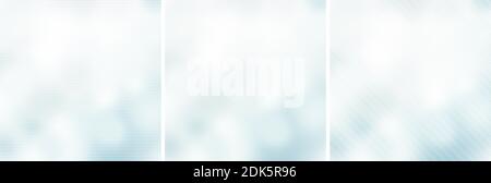 Blaue oder türkisfarbene horizontale, diagonale und wellige Linien auf weißem Hintergrund. Drei abstrakte hochauflösende Hintergründe. Stockfoto