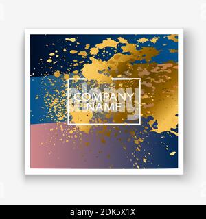 Kreative Weihnachten Abdeckung Rahmen Design Farbe golden Splatter, Gold Glitter Vektor Illustration. Neon blau rosa abstrakte Vorlage Einladung. Farbenfrohe s Stock Vektor