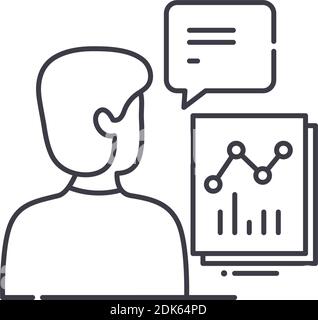 Interne Beratung Symbol, lineare isolierte Illustration, dünne Linie Vektor, Web-Design-Zeichen, Kontur Konzept Symbol mit editierbaren Strich auf weiß Stock Vektor