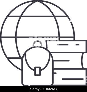 Internationale Studien Symbol, lineare isolierte Illustration, dünne Linie Vektor, Web-Design-Zeichen, Kontur Konzept Symbol mit editierbaren Strich auf weiß Stock Vektor
