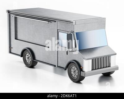 Vintage Versand, Eis oder Milchprodukte van isoliert auf weißem Hintergrund. 3D-Illustration. Stockfoto