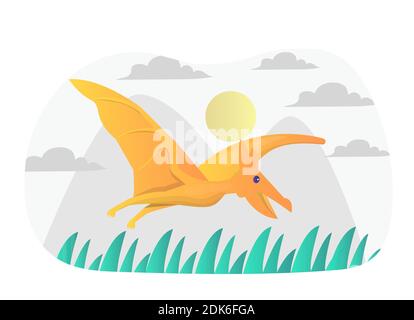 Pterodactyl Flache Illustration Vektor Grafik. Stock Vektor