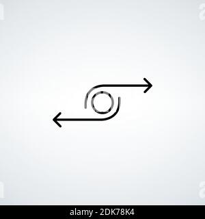 Schwarze Richtungspfeile für Übertragung, Synchronisation, Migration von Daten. Verkehrsbrücke oder Austausch konept. Lineares Logotyp Grafikdesign isoliert Stock Vektor