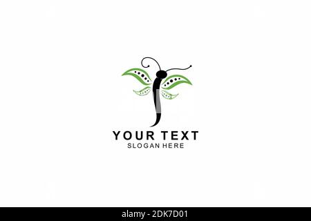 dragonfly Leaves Logo Symbol Design Inspiration Stock Vektor