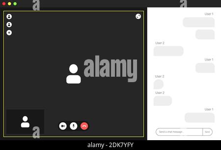 Neue Benutzeroberfläche Videokonferenz , Videokonferenzanrufe Fenster Overlay. Stock Vektor