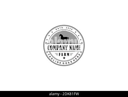 Retro Vintage Rinder / Rind Emblem Label Logo Design und Inspiration für Pferdesymbole Stock Vektor