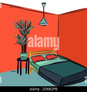 Farbenfrohe Innenskizze im Doodle-Stil Stock Vektor