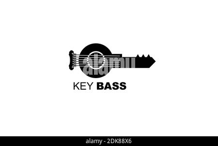 Key Bass Musik Produktion Logo Design Symbol Inspiration Stock Vektor