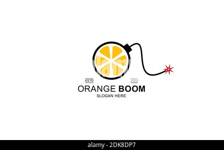 Lemon Bomb Logo Symbol Symbol Design Inspiration. Frische Zitronenfrüchte am Sommertag Stock Vektor
