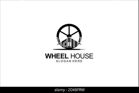 Rad und Haus Logo Design Konzept Symbol Illustration Stock Vektor