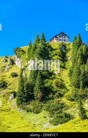 Deutschland, Bayern, Oberbayern, Oberland, Markt Schliersee, Bezirk Spitzingsee, Rotwandhaus, Blick von der Kümpfl Alm Stockfoto