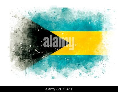 Flagge der Bahamas als Aquarell-Illustration Stockfoto