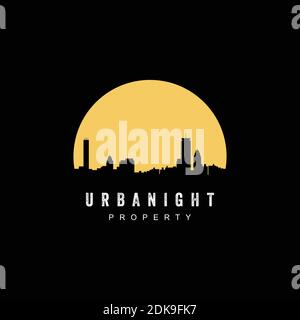 Night City für Immobilien Logo-Design Stock Vektor