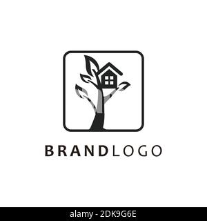 Tree House Logo Vektor-Symbol Stock Vektor