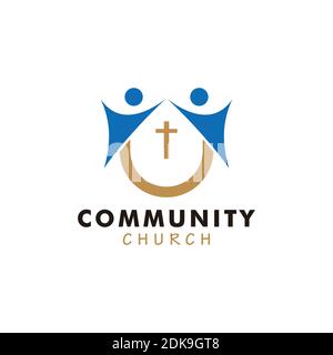 Menschliche Illustration und goldenes Kreuz Symbol Stock Vektor