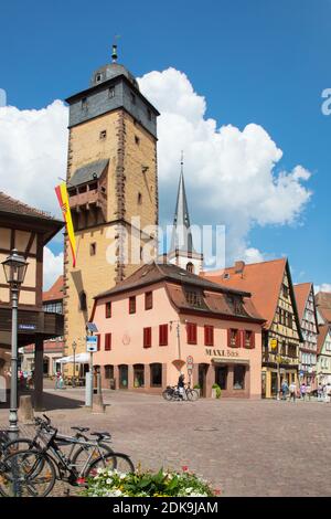 Deutschland, Bayern, Stadt Lohr am Main. Bayersturm in der Altstadt Stock Photo