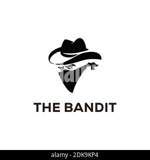 Bandit Cowboy mit Bandana Schal Maske Illustration Logo Stock Vektor
