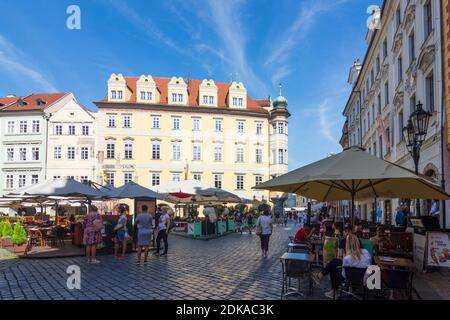 Praha, Small Square (Male namesti), outdoor restaurant in Stare Mesto, Old Town, Praha, Prag, Prague, Czech Stock Photo