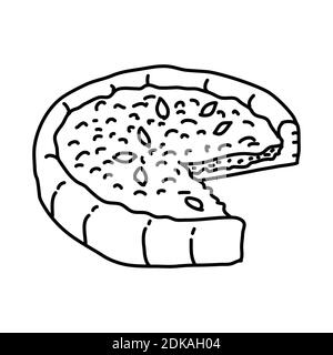 Deep Dish Pizza-Symbol. Doodle Hand gezeichnet oder Umriss Symbol Stil Stock Vektor