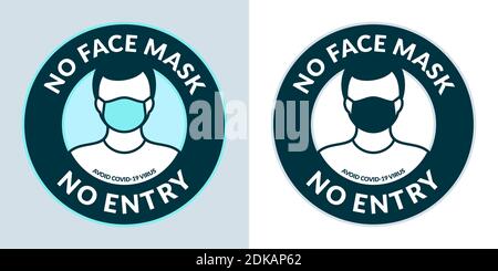 Achtung Kein Gesicht Maske Kein Eintrag Runde Aufkleber Vektor Illustration Stock Vektor