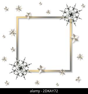 Fancy Weihnachten Schneeflocke Rahmen-Design, festliche Weihnachten Hintergrund mit Sternen und Schneeflocken, weihnachtliche Hintergrund für Banner, Karten, Grüße Stockfoto