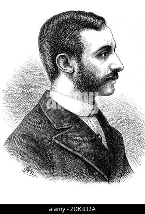 Alfonso XII, 28. November 1857 - 25. November 1885, war König von Spanien vom 30. Dezember 1874 bis zu seinem Tod / Alfons XII., 28. 1857. - 25. November. November 1885, war vom 30. Dezember 1874 bis zu seinem Tod König von Spanien, Historisch, historisch, digital verbesserte Reproduktion eines Originals aus dem 19. Jahrhundert / digitale Reproduktion einer Originalvorlage aus dem 19. Jahrhundert Stockfoto