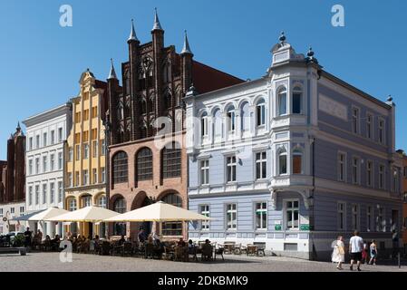Deutschland, Mecklenburg-Vorpommern, Stralsund, Rügen, Wulflamhaus, Giebelhäuser, alter Markt, UNESCO-Weltkulturerbe Stockfoto