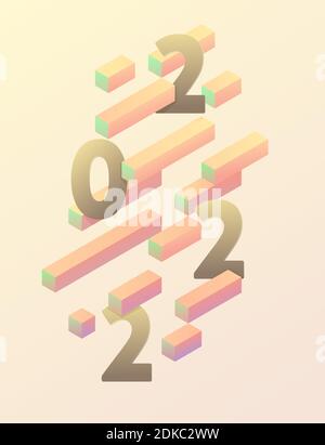 2021 Poster Neujahr. Farbenfrohe isometrische Hintergrund Design-Element. Stock Vektor