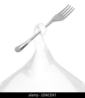 Gabel Metall gestützt surreal abstrakt, 3d-Illustration, horizontal Stockfoto